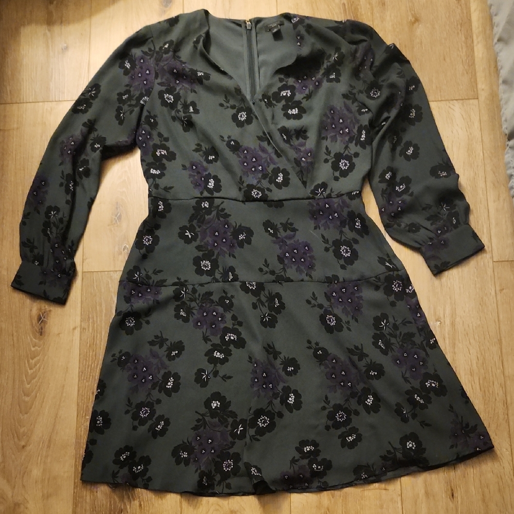 Ann Taylor Dark Green and Purple Dress Size 6P